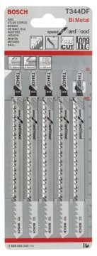 Bosch - Hızlı Kesim Serisi Sert Ahşap İçin T 344 DF Dekupaj Testeresi Bıçağı - 5'Li Paket