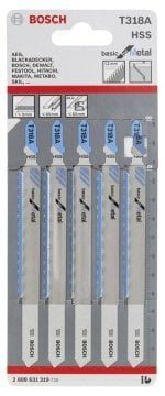 Bosch - Ekonomik Seri Metal İçin T 318 A Dekupaj Testeresi Bıçağı - 5'Li Paket