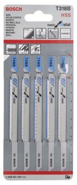 Bosch - Ekonomik Seri Metal İçin T 318 B Dekupaj Testeresi Bıçağı - 5'Li Paket