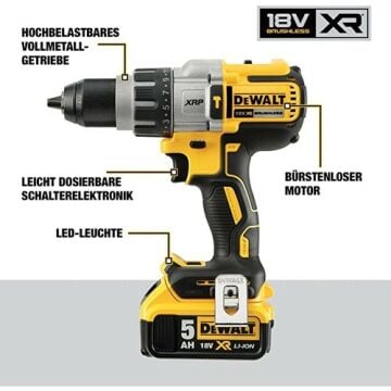 Dewalt DCD996P2-QW 18V/5.0Ah Li-ion Çift Akülü Kömürsüz Profesyonel Darbeli Matkap