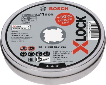 Bosch - X-LOCK - 115*1,0 mm Standard Seri Düz Inox (Paslanmaz Çelik) Kesme Diski (Taş) - Rapido