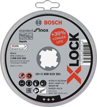 Bosch - X-LOCK - 115*1,0 mm Standard Seri Düz Inox (Paslanmaz Çelik) Kesme Diski (Taş) - Rapido