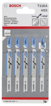 Bosch - Ekonomik Seri Metal İçin T 118 A Dekupaj Testeresi Bıçağı - 5'Li Paket