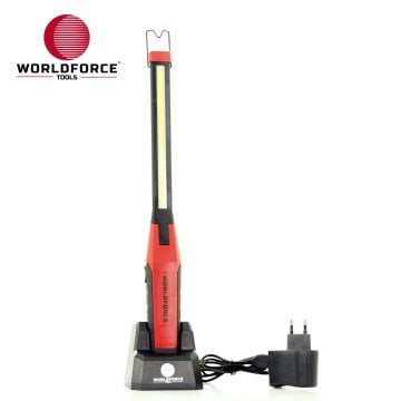 WORLDFORCE Şarjlı El Lambası COB Ledli İnce, Katlanır, Kısma Özellikli, Sehpalı 3.7V 2600mAh