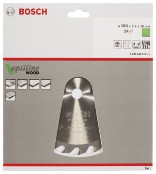 Bosch - Optiline Serisi Ahşap için Daire Testere Bıçağı 184*16 mm 24 Diş