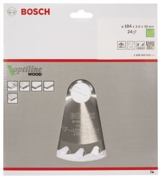 Bosch - Optiline Serisi Ahşap için Daire Testere Bıçağı 184*30 mm 24 Diş