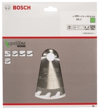 Bosch - Optiline Serisi Ahşap için Daire Testere Bıçağı 190*20/16 mm 24 Diş