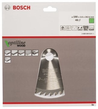 Bosch - Optiline Serisi Ahşap için Daire Testere Bıçağı 190*20/16 mm 48 Diş