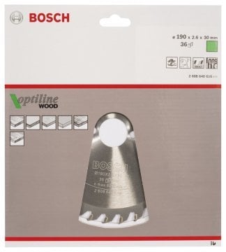 Bosch - Optiline Serisi Ahşap için Daire Testere Bıçağı 190*30 mm 36 Diş