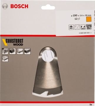 Bosch - Optiline Serisi İnşaat Ahşabı için Daire Testere Bıçağı 190*30 mm 12 Diş