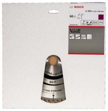 Bosch - Standard for Serisi Çoklu Malzeme için Daire Testere Bıçağı 254*30 mm 60 Diş