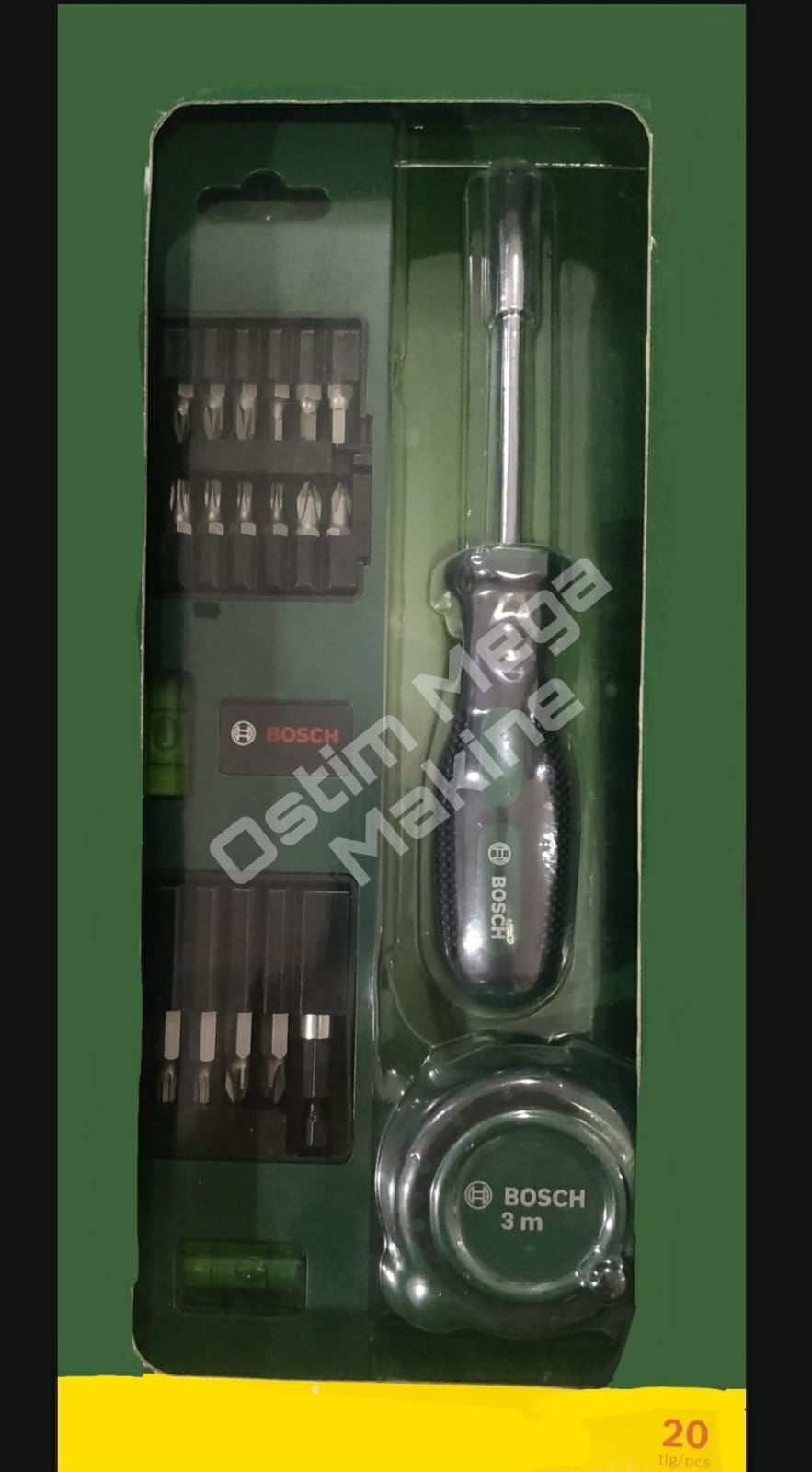 BOSCH DIY-P 20 Parça Su Terazili Vidalama Seti (Terazi+Metre+Tornavida+Uç)