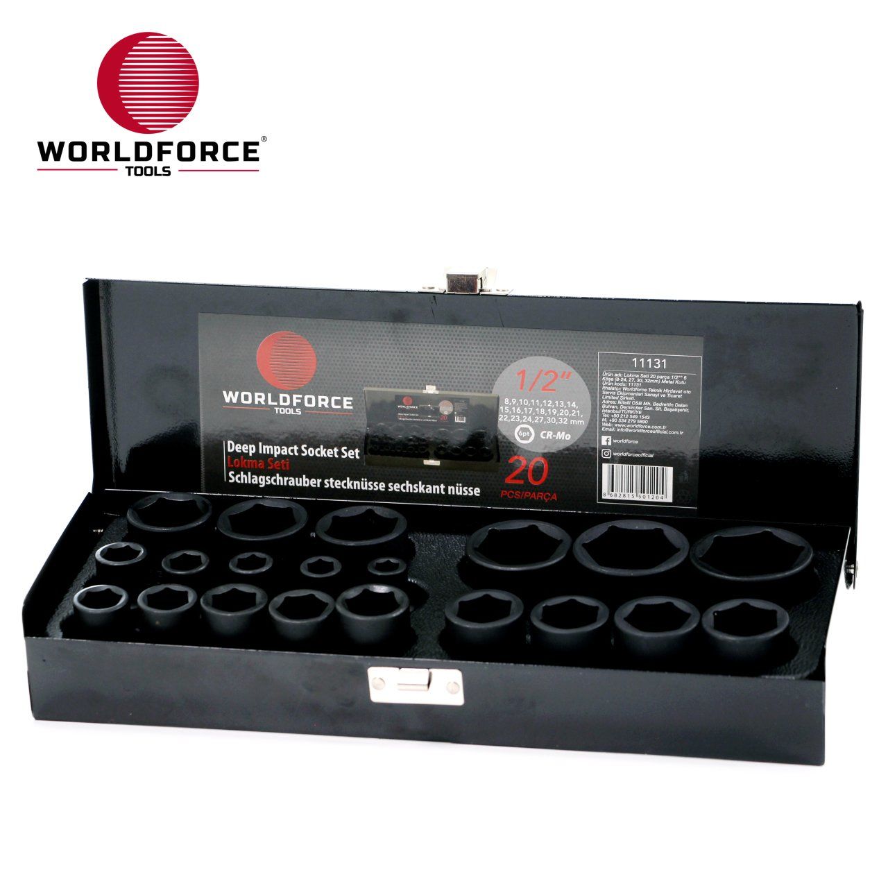 Lokma Seti 20 parça 1/2'' 6 Köşe (8- 24, 27, 30, 32mm) Metal Kutu