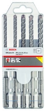 Bosch - SDS plus-5X Serisi Kırıcı Delici Matkap Ucu 5 Parça Set (6,6,8,8,10 x 160 mm)