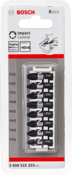 Bosch - Impact Control Serisi Vidalama Ucu 8'li T15/T20x2/T25x2/T30x2/T40 *25mm